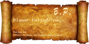 Blaser Polixéna névjegykártya